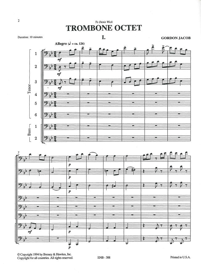 Jacob, Trombone Octet (Boosey)