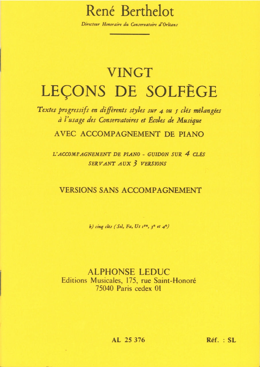 Berthelot, 20 Lecons sans accomp 5 cles (Leduc)