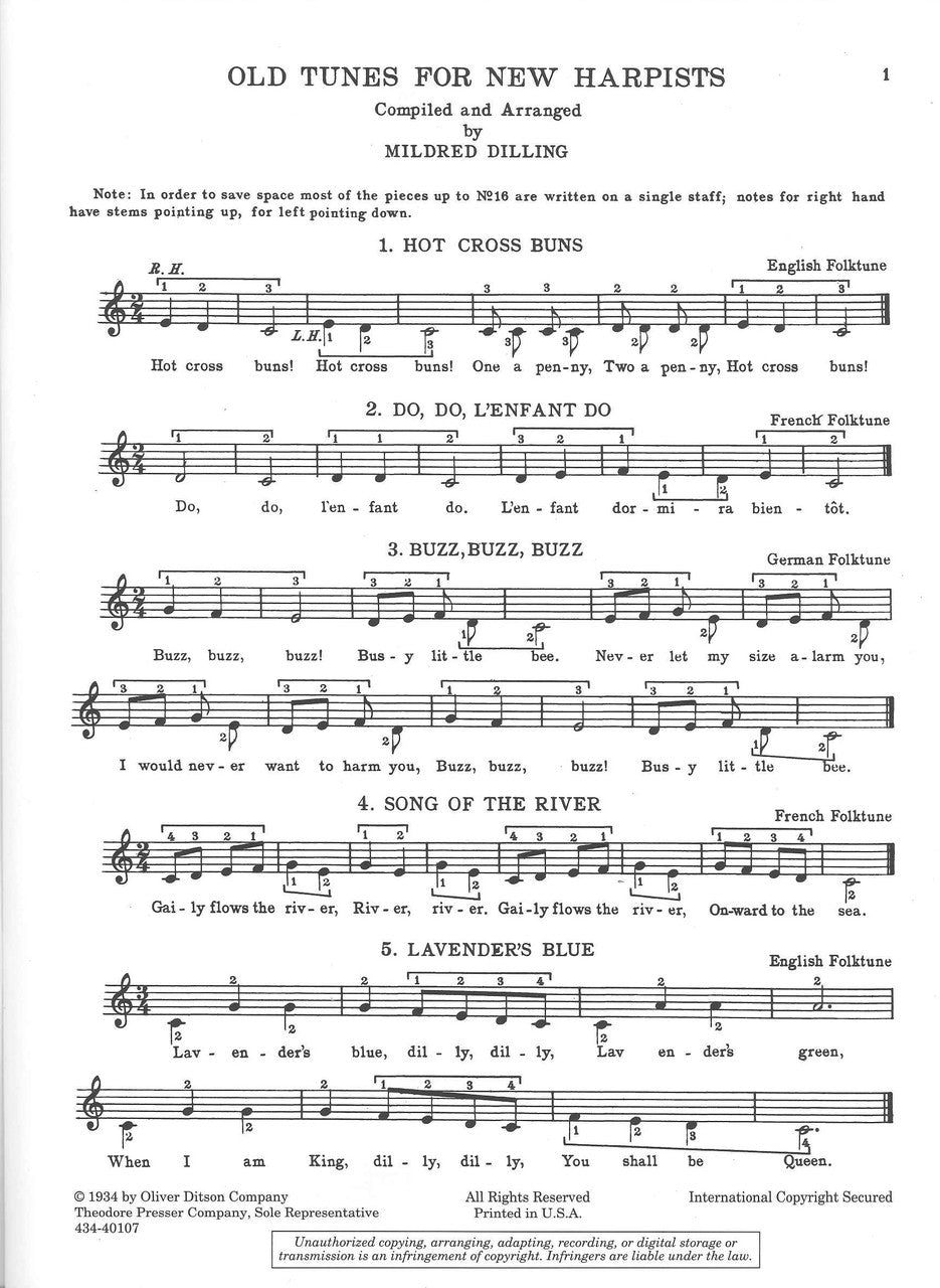 Dilling, Old Tunes for New Harpists (Oliver Ditson)