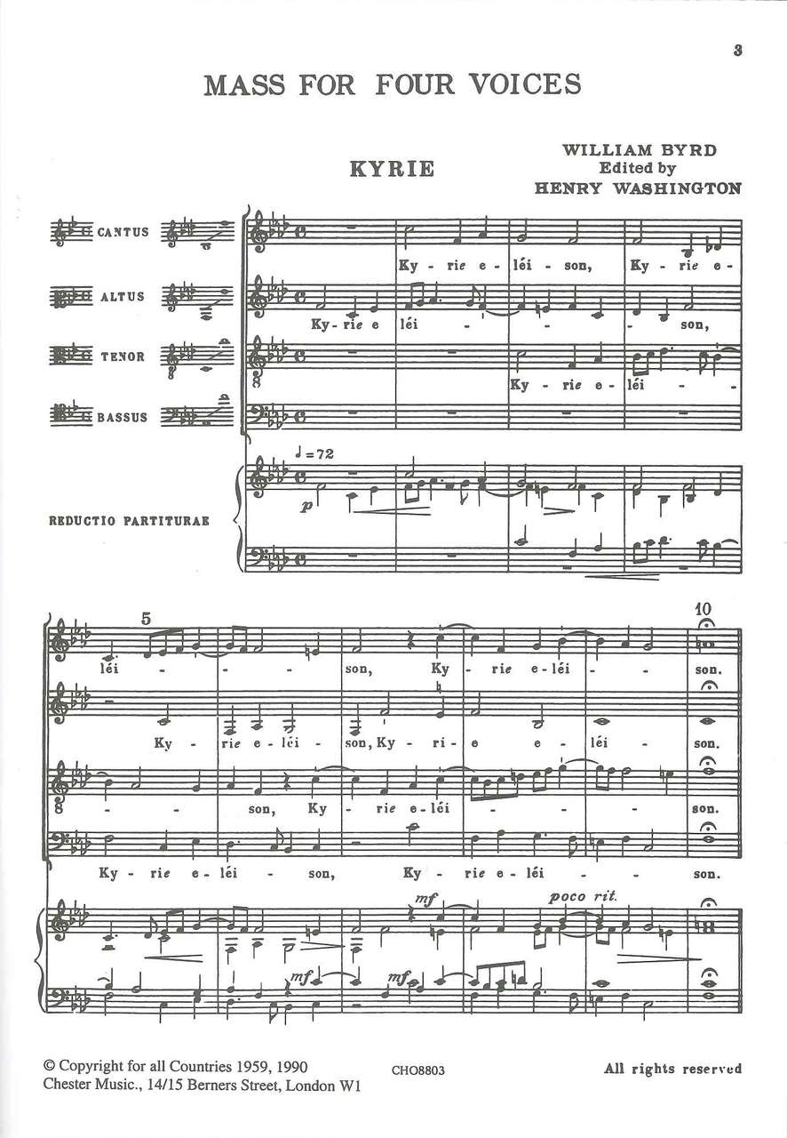 Byrd, Mass for 4 Voices (SATB) (Chester)