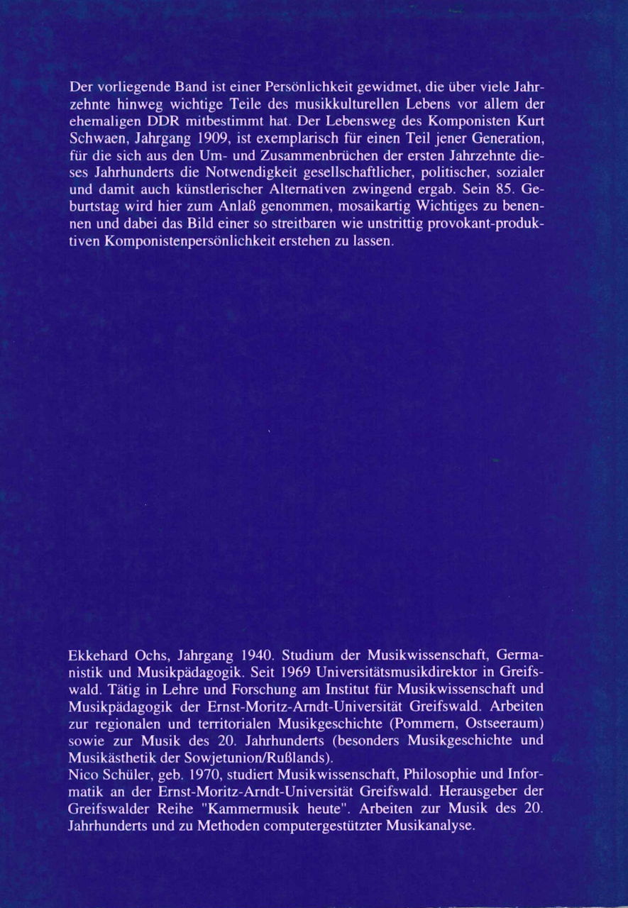 Festschrift K. Schwaen zum 85.Geburtstag (Peter Lang)