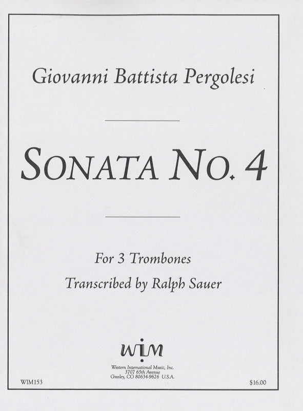 Pergolesi, Sonata No. 4 (3Tbn) (Western International Music)
