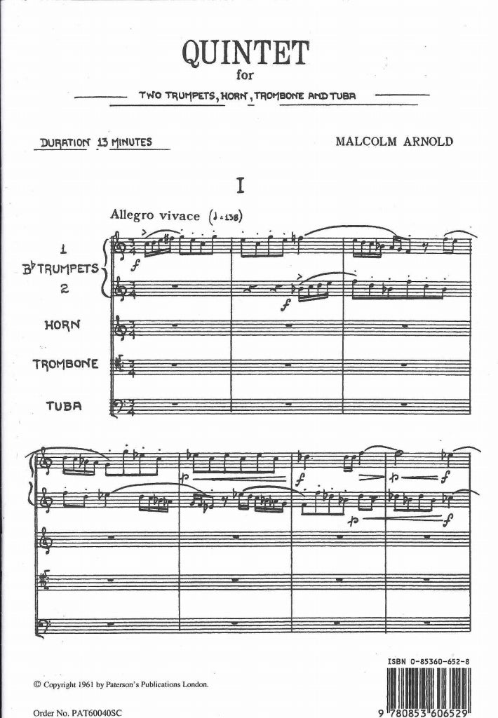 Arnold, Quintet for Brass op. 73 (Score) (Paterson's)