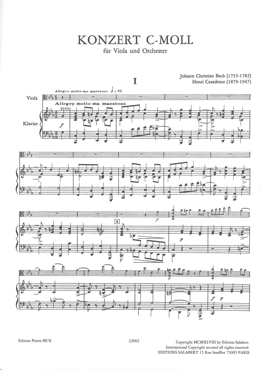 Bach,J.C., Concerto in c (H. Casadesus) (Peters)