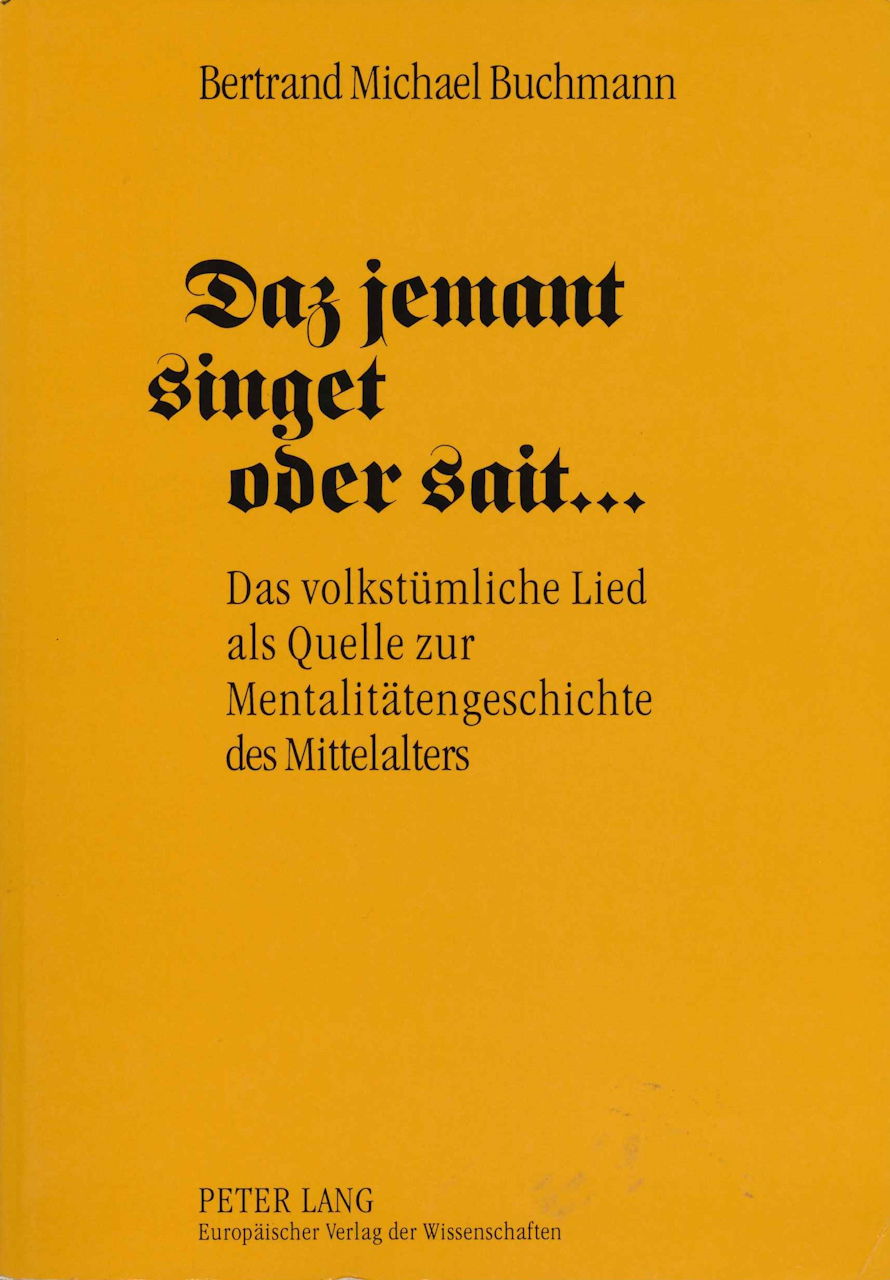 Buchmann, Daz jemant singet oder sait .. (Peter Lang)