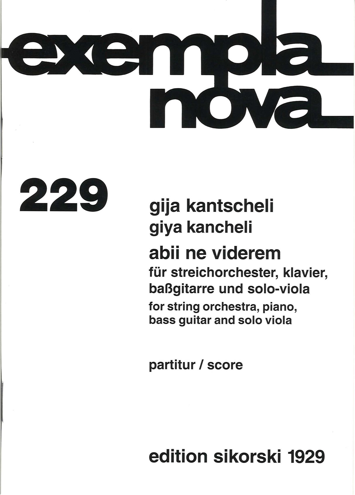 Kancheli, Abii ne viderem (Sikorski)