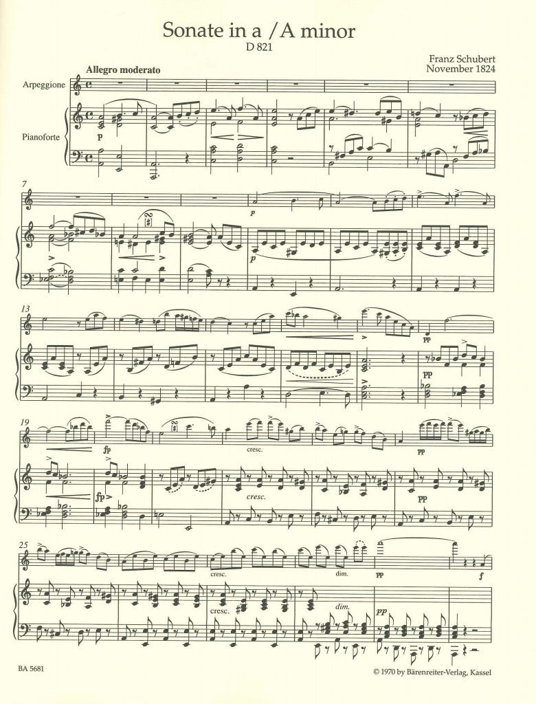 Schubert, Sonata D 821 in a 'Arpeggione' (Barenreiter)