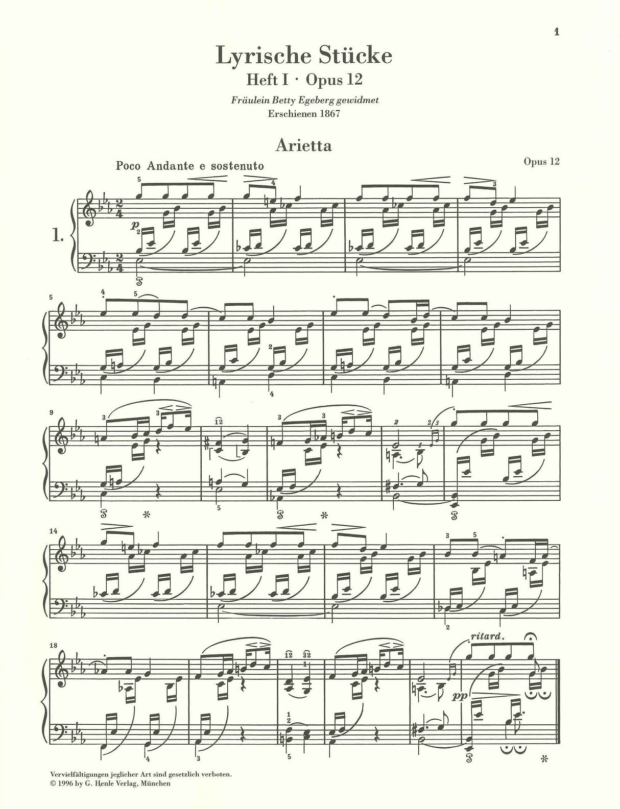 Grieg, Lyrische Stucke 1, op. 12 (Henle)