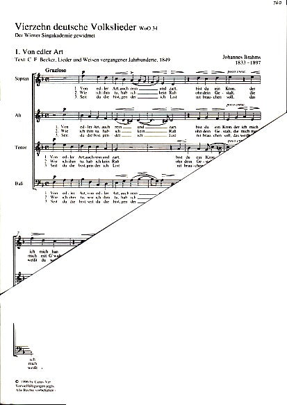 Brahms, 14 Deutsche Volkslieder WoO 34 (Carus)