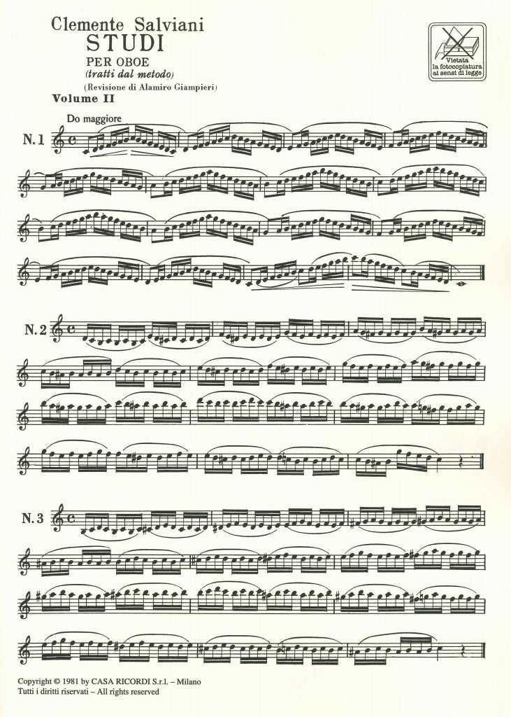 Salviani, Studi per oboe 2 (Ricordi)