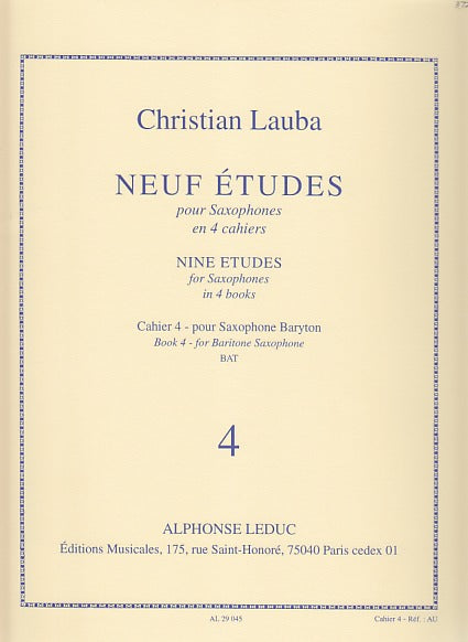 Lauba, 9 Etudes, Cahier 4 (Bar.Sax) (Leduc)
