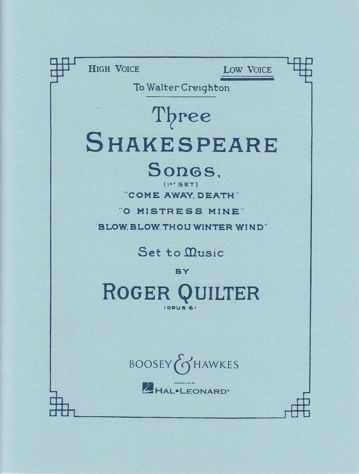 Quilter, Shakespeare Songs op. 6 (Low) (Boosey)