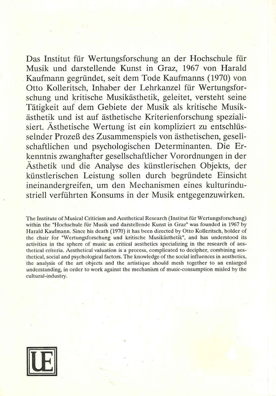 Kritische Musikasthetik & Wertungsforsch (Universal)