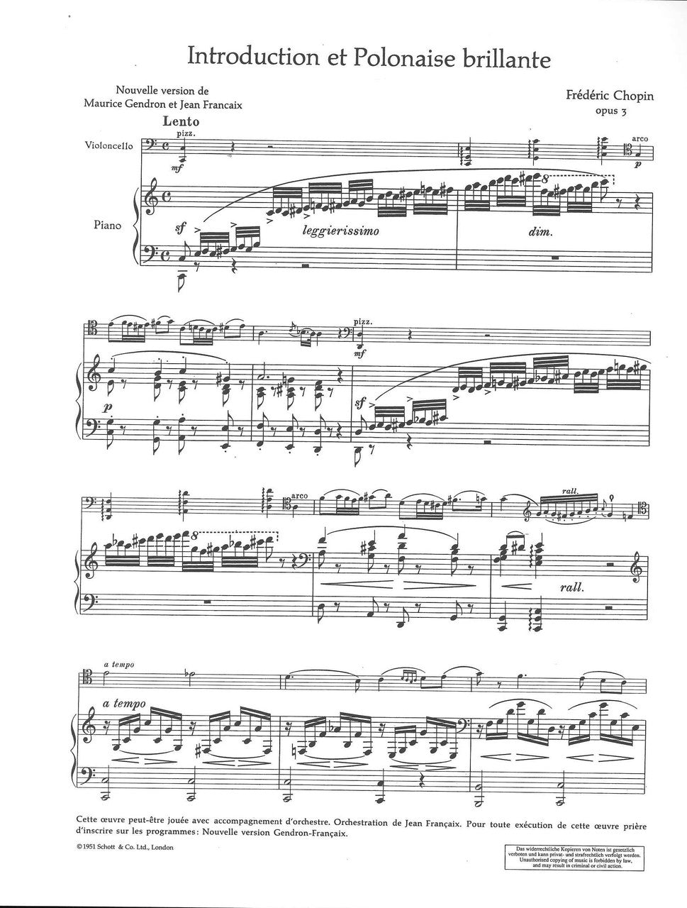 Chopin, Introduction et Polonaise op. 3 (Schott)