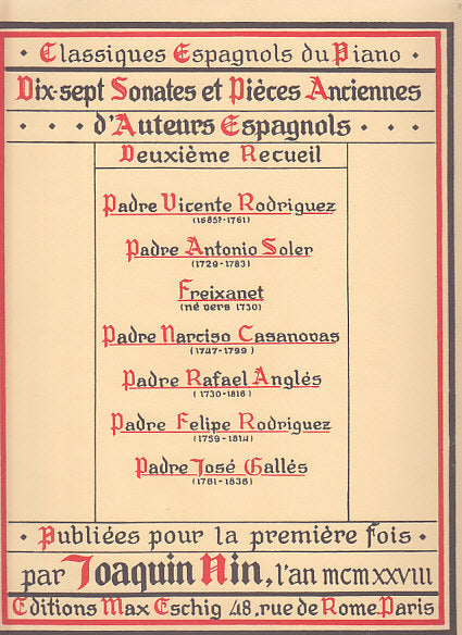 Classiques espagnols 2: 17 Sonates (Nin) (Eschig)