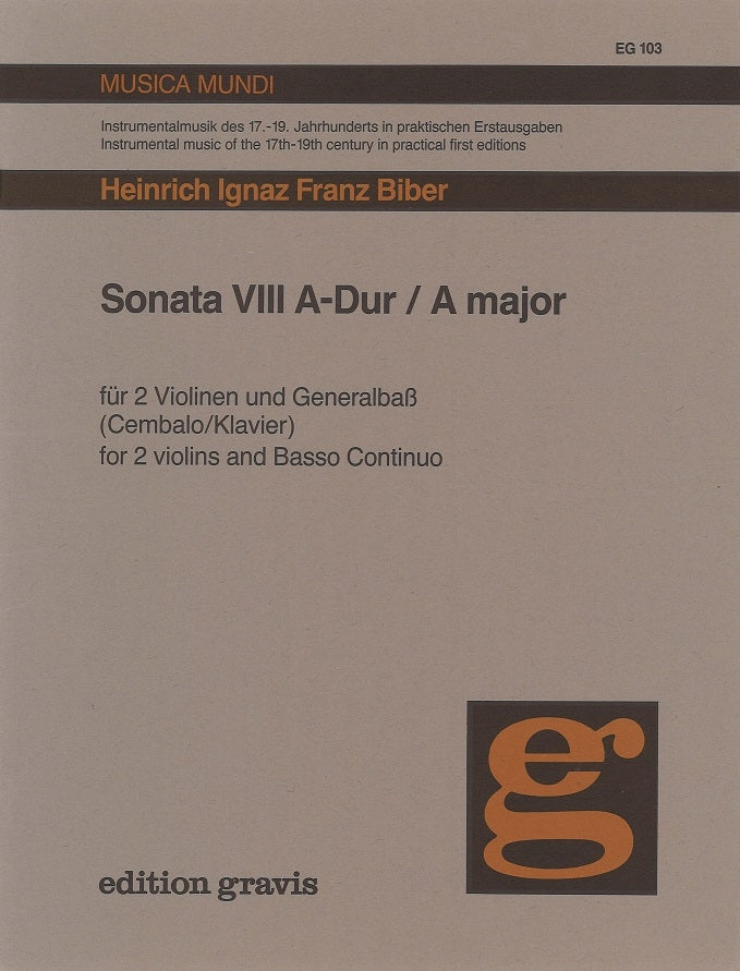 Biber, Sonata Nr. 8 A-dur (2Vn,Bc) (Gravis)