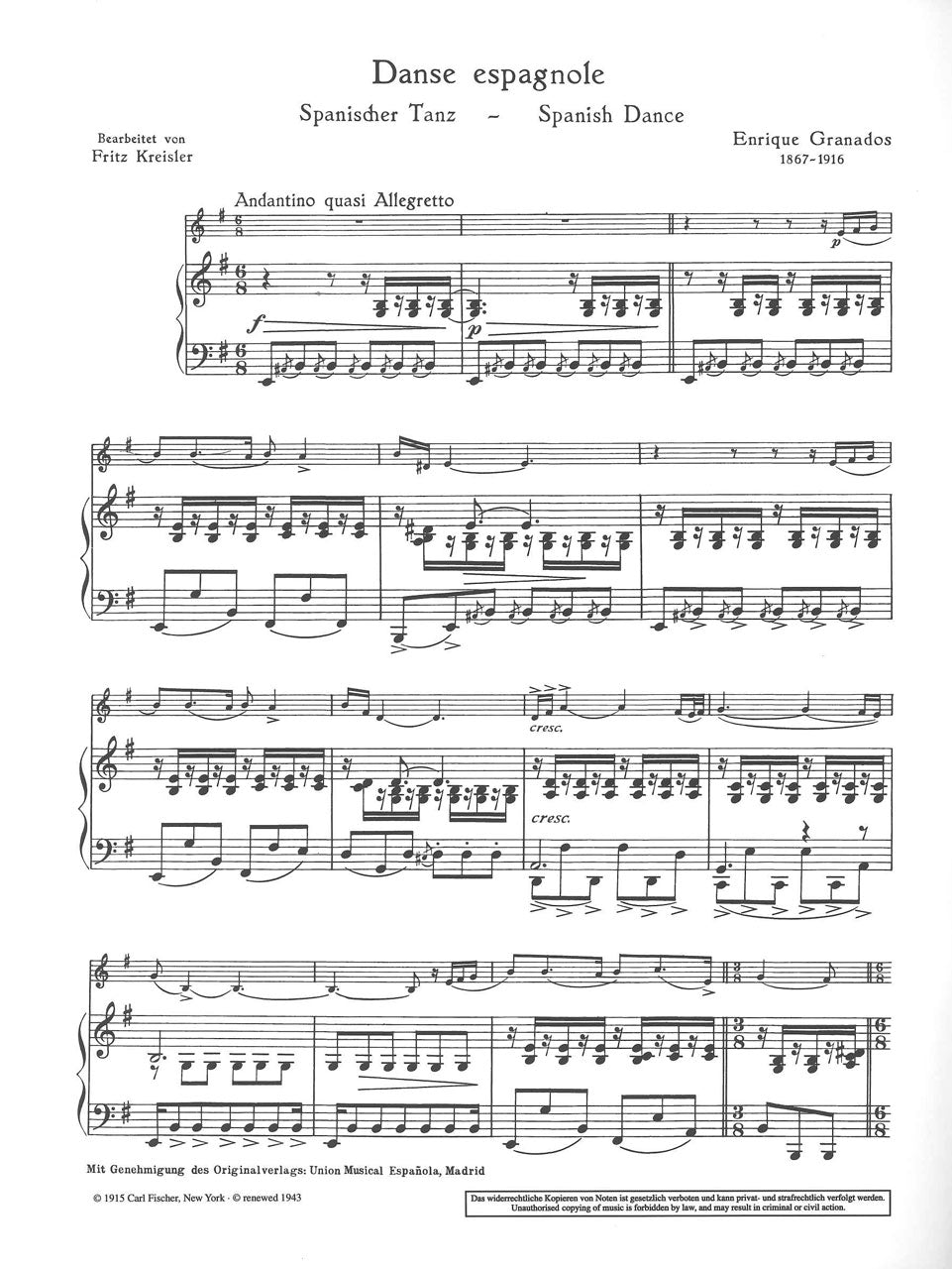 Granados, Danzas espanolas (arr.Kreisler (Schott)