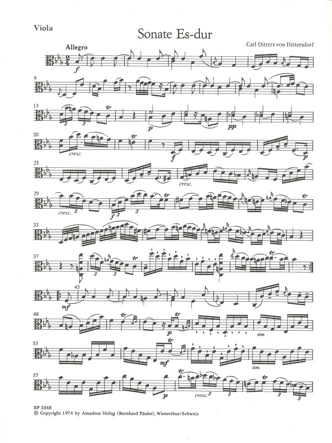 Dittersdorf, Sonate in Es (Va,CB) (Amadeus Verlag)