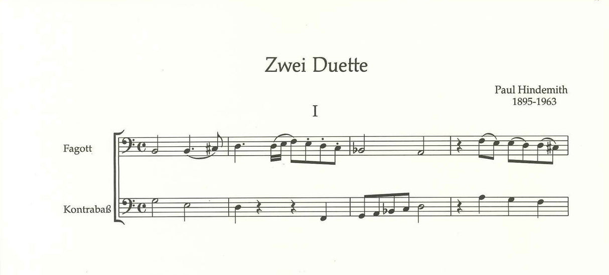 Hindemith, 2 Duette (ca. 1927) (Bn,CB) (Schott)