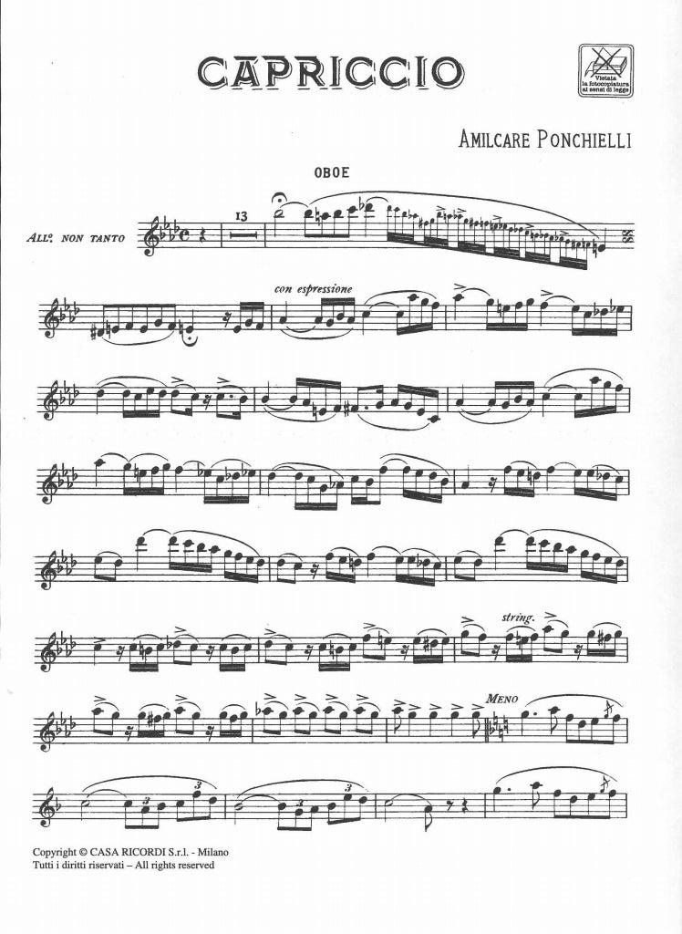Ponchielli, Capriccio (Ricordi)