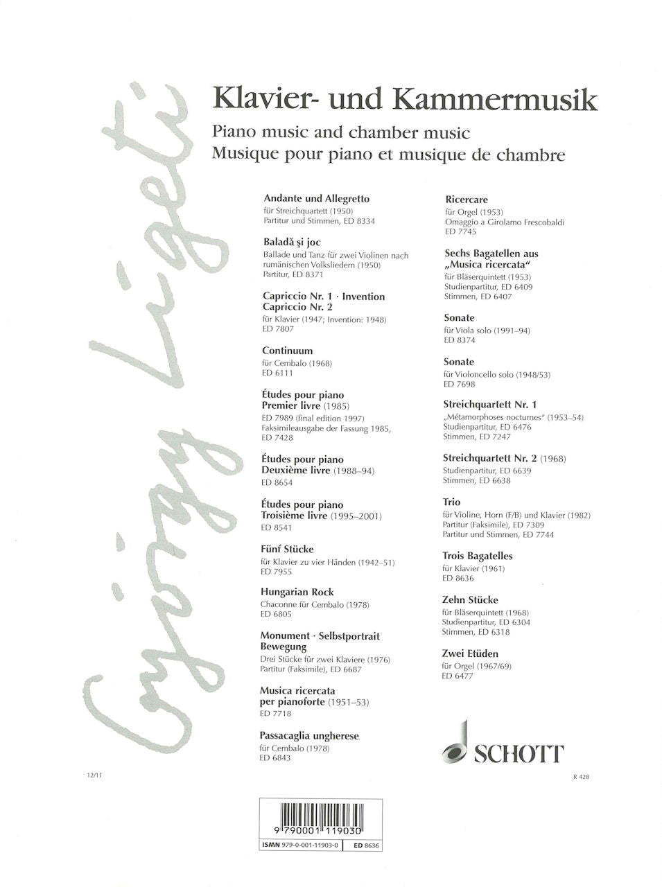 Ligeti, 3 Bagatelles (1961) (Schott)