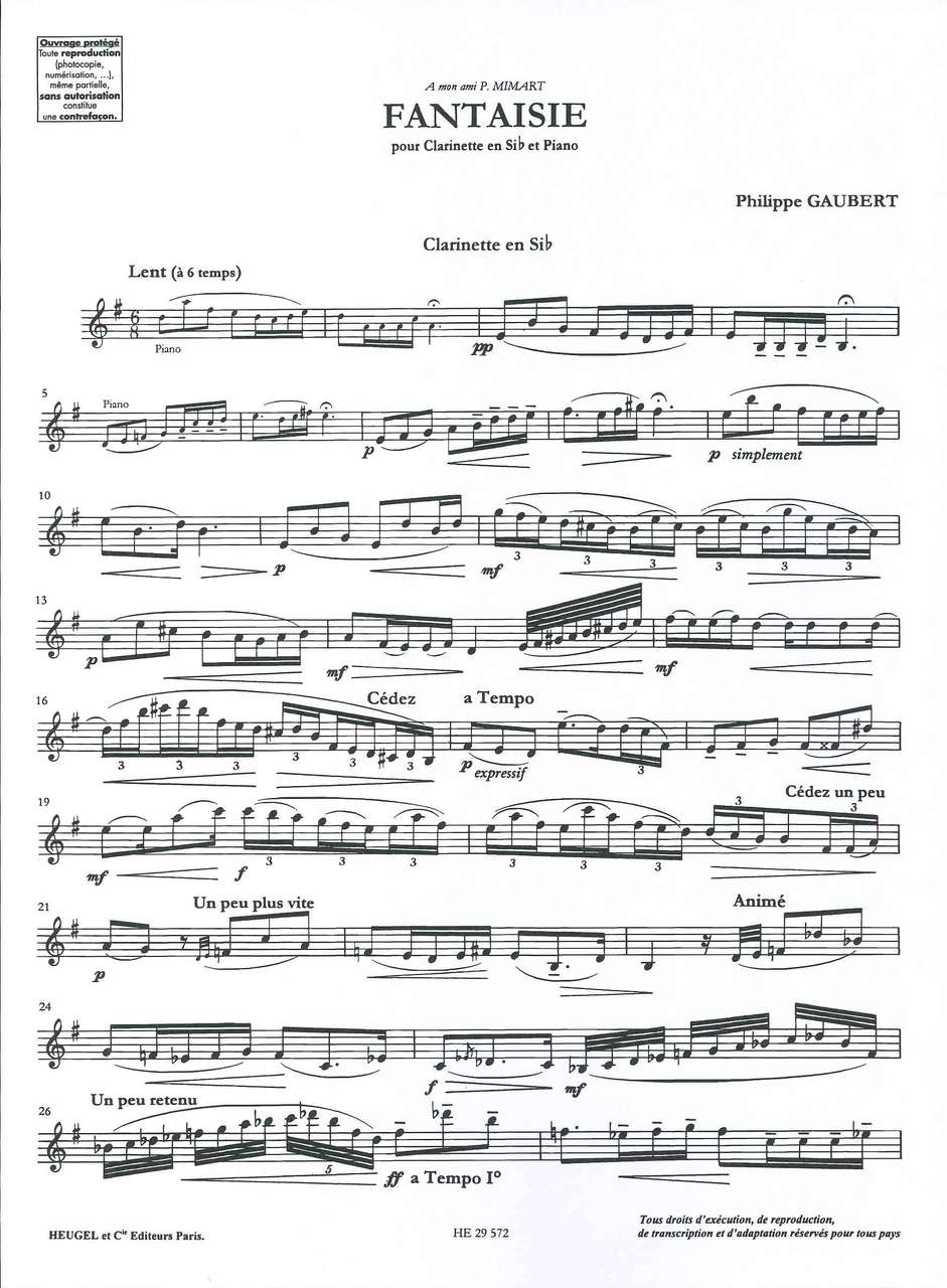 Gaubert, Fantaisie (Cl,Pf) (Heugel)