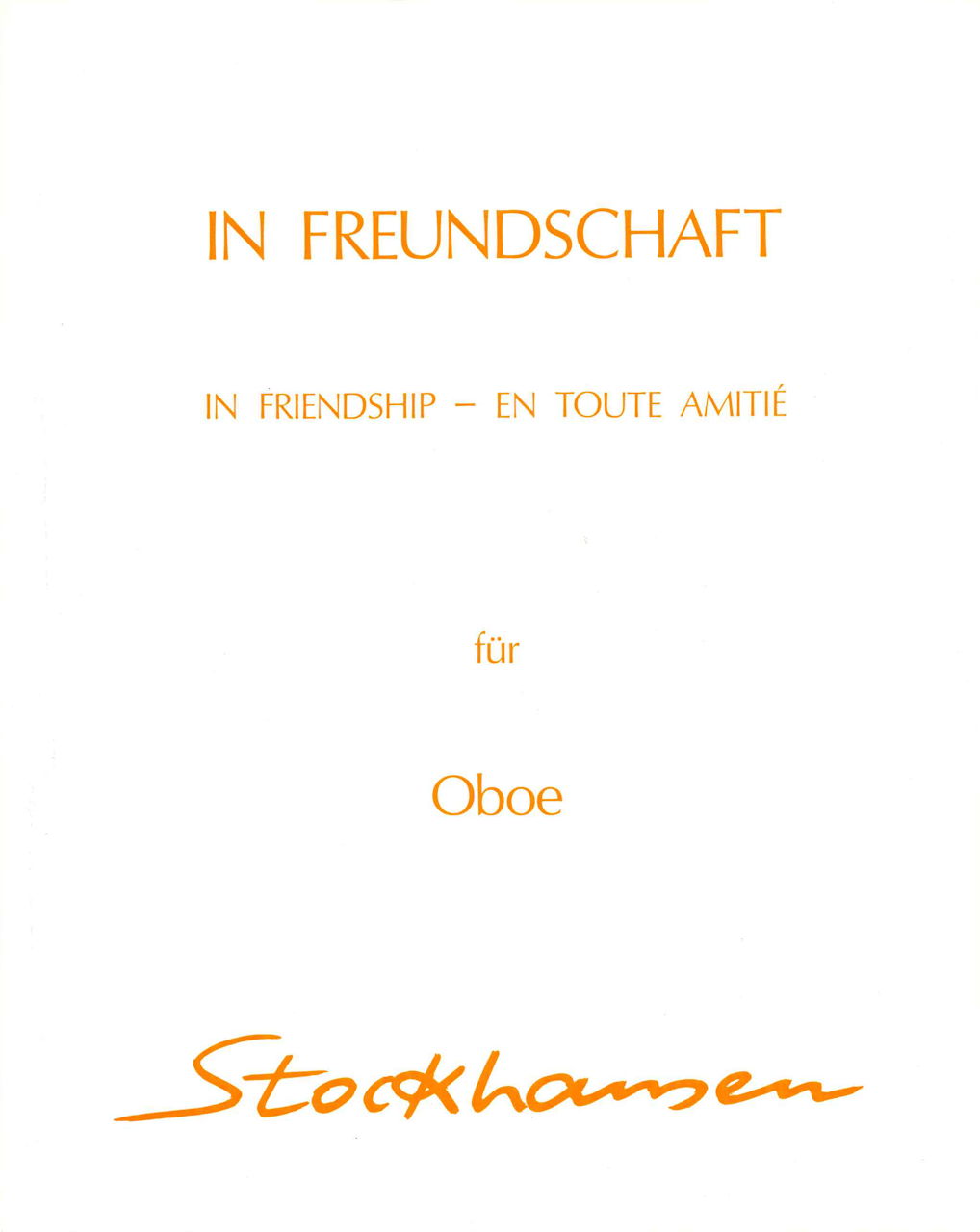 Stockhausen, In Freundschaft (Ob Solo) (Stockhausen-Verlag)