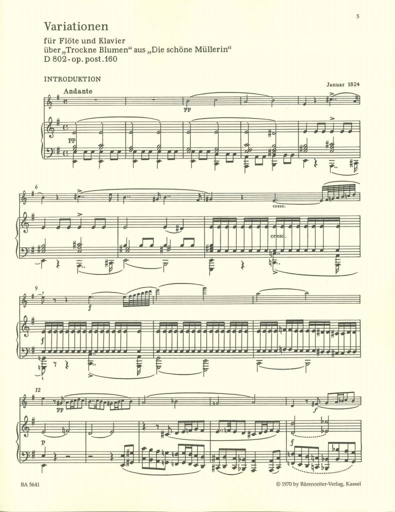 Schubert, Variationen 'Trockne Blumen' (Barenreiter)