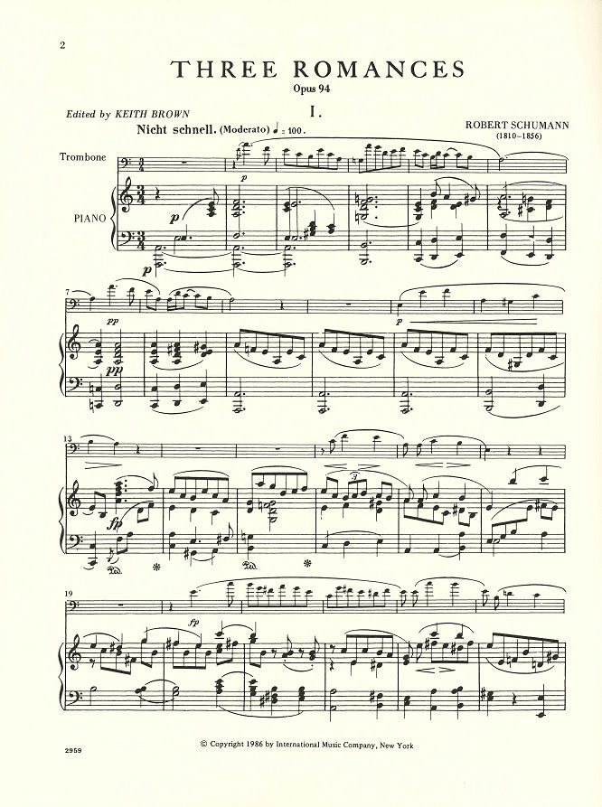 Schumann, 3 Romances op. 94 (Tbn,Pf) (IMC)