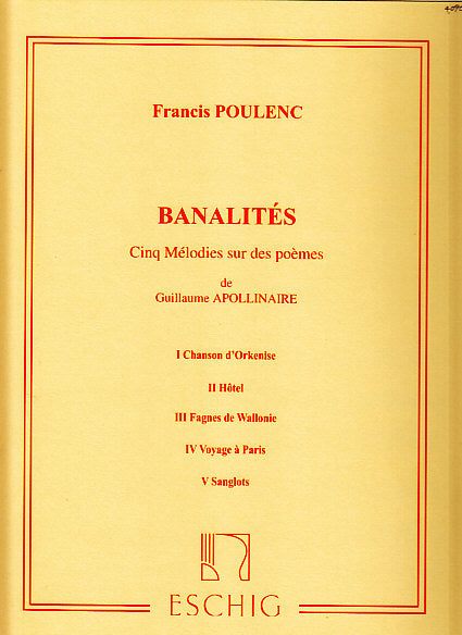 Poulenc, Banalites: 5 Melodies (1940) (Eschig)