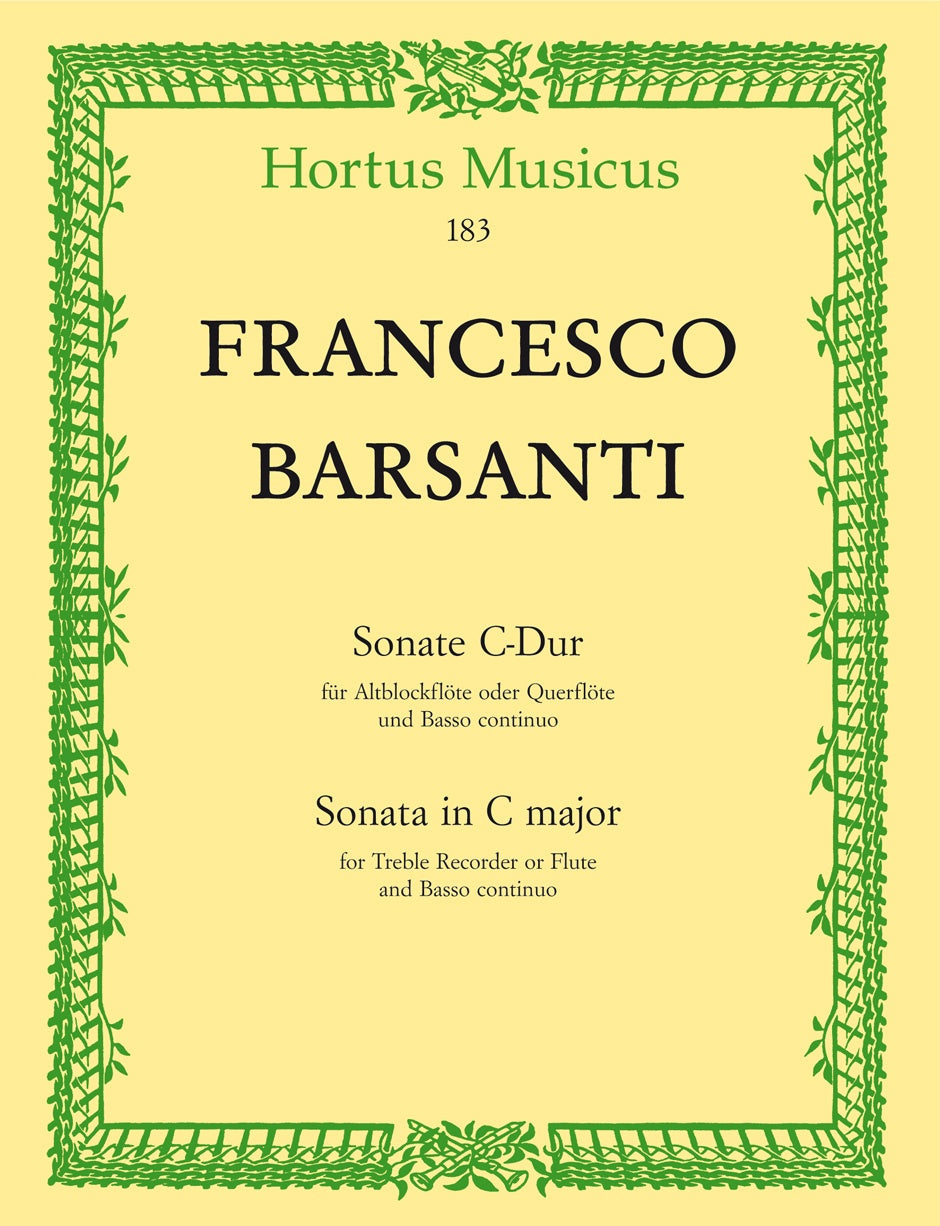 Barsanti, Sonate op.1/1 in C (AltRec,Bc) (Barenreiter)