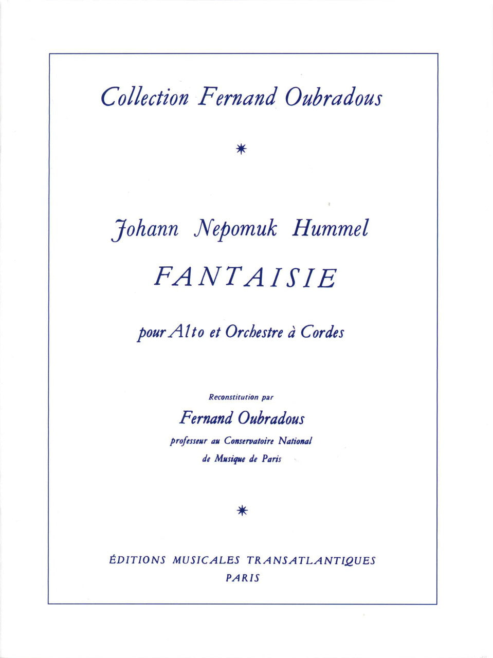 Hummel, Fantaisie (Transatlantiques)