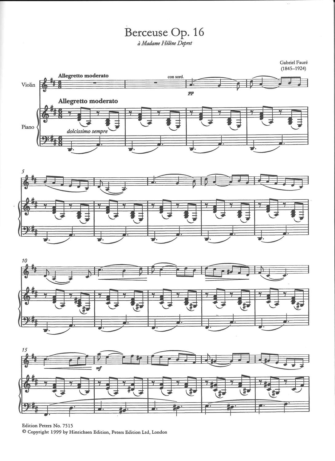 Faure, Anthology of Original Pieces (Peters)