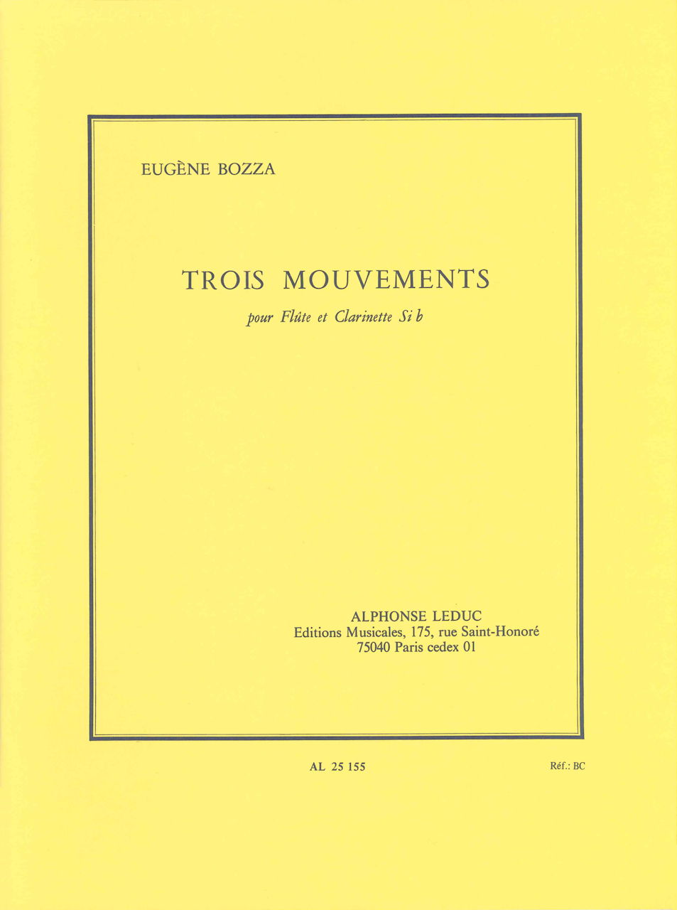 Bozza, Trois Mouvements (Fl,Cl) (Leduc)