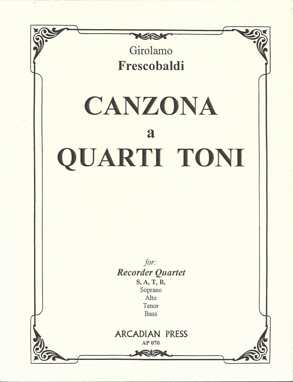 Frescobaldi, Canzona a 4o toni (SATB) (Arcadian Press)