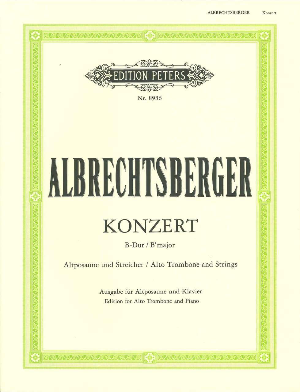 Albrechtsberger, Concerto (ATbn,Pf) (Peters)