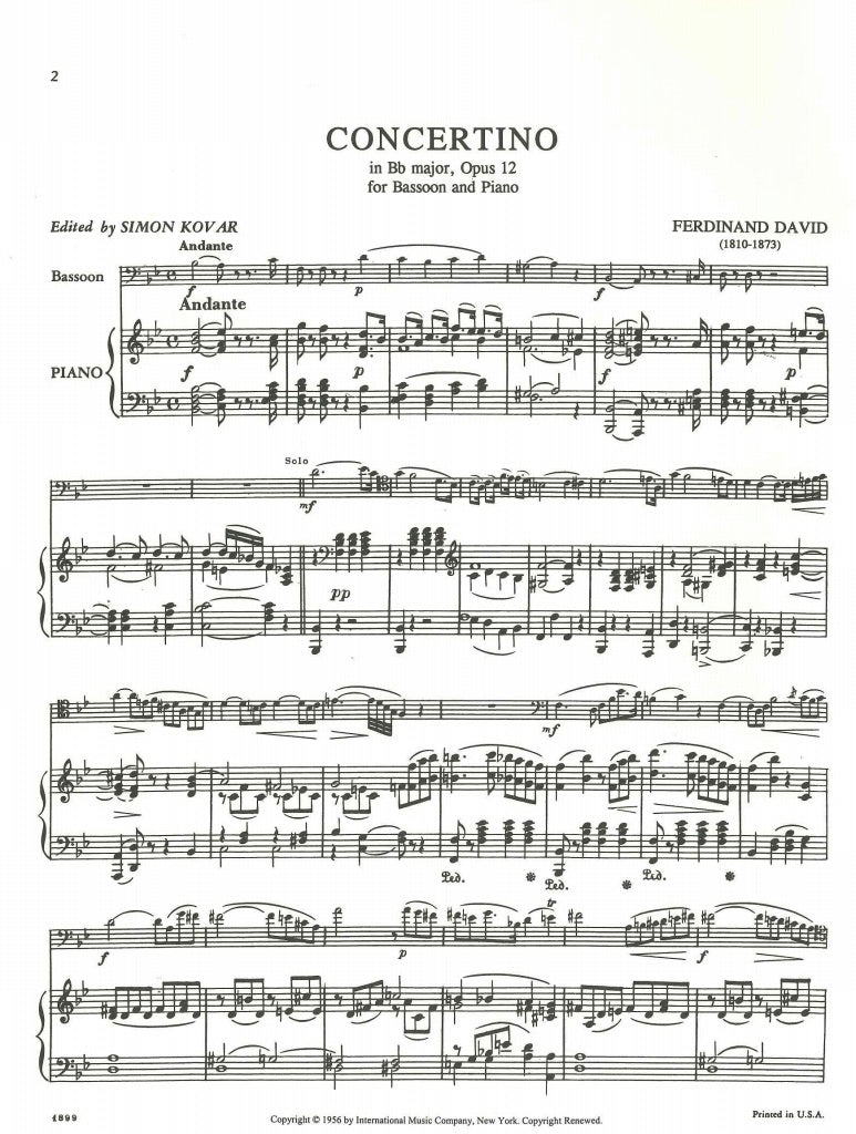David, Concertino op. 12 in Bb (Bn,Pf) (IMC)