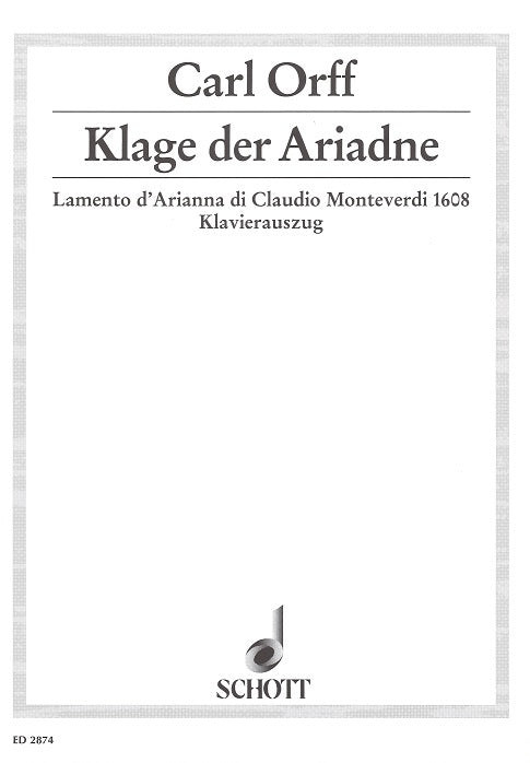 Monteverdi/Orff, Klage der Ariadne [G] (Schott)