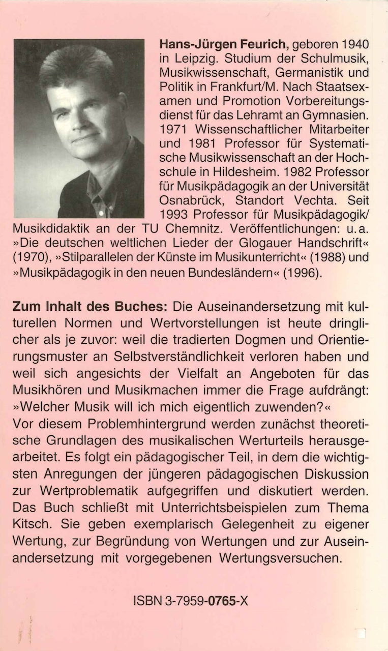 Feurich, Werte & Normen in der Musik (Noetzel)