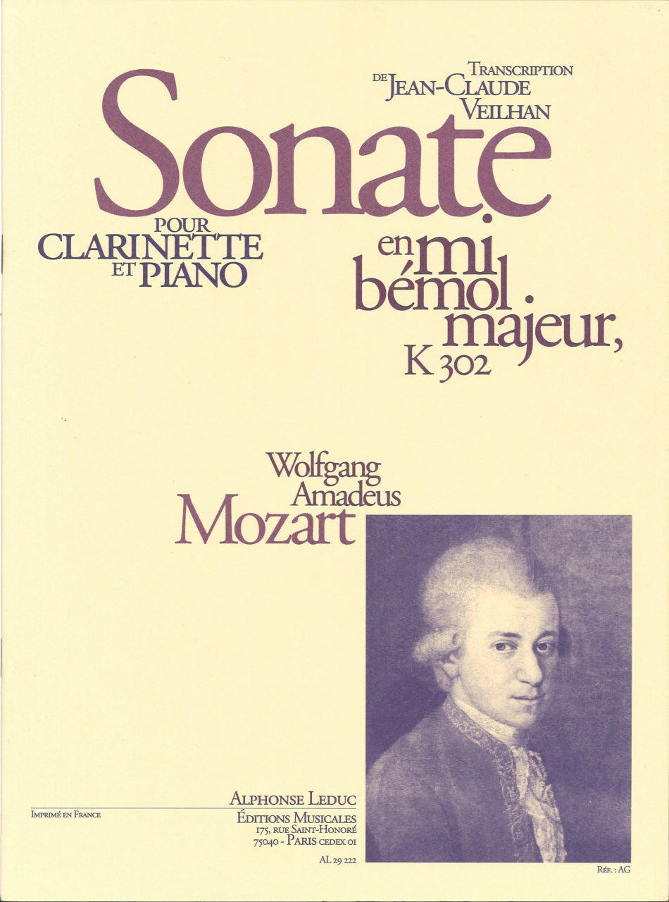 Mozart, Sonate KV.302 en Mib (Cl,Pf) (Leduc)