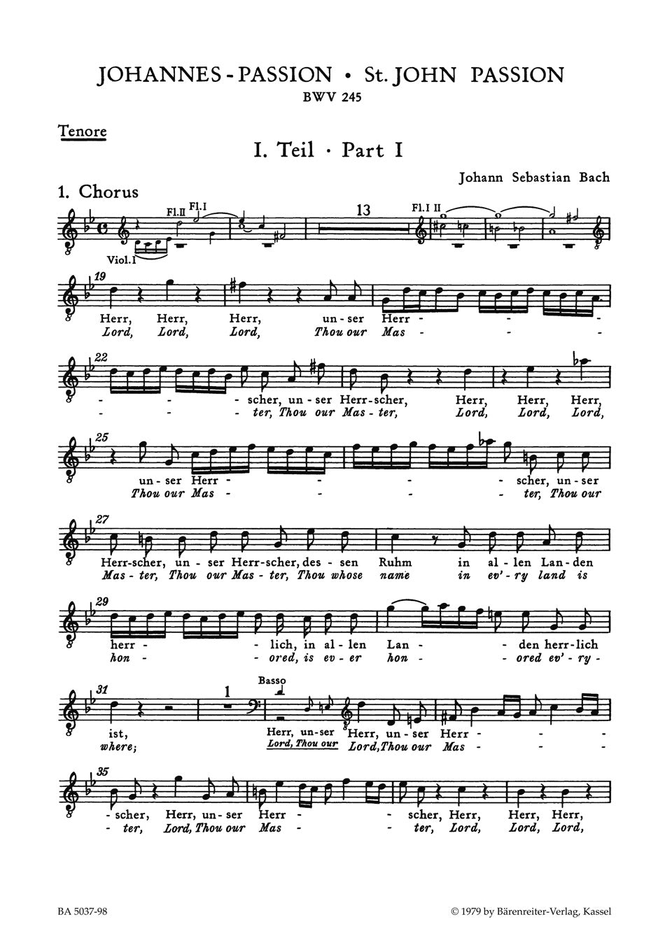 Bach, Johannes-Passion BWV 245: Tenore (Barenreiter)