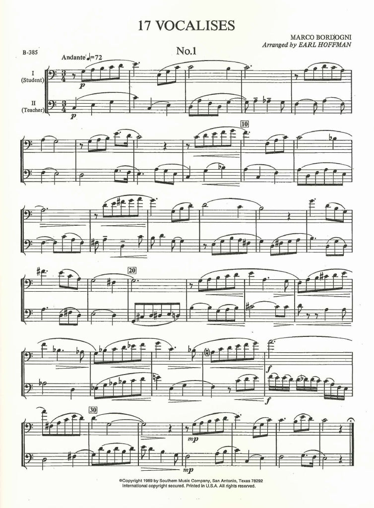 Bordogni, 17 Vocalises (2Tbn) (Southern)