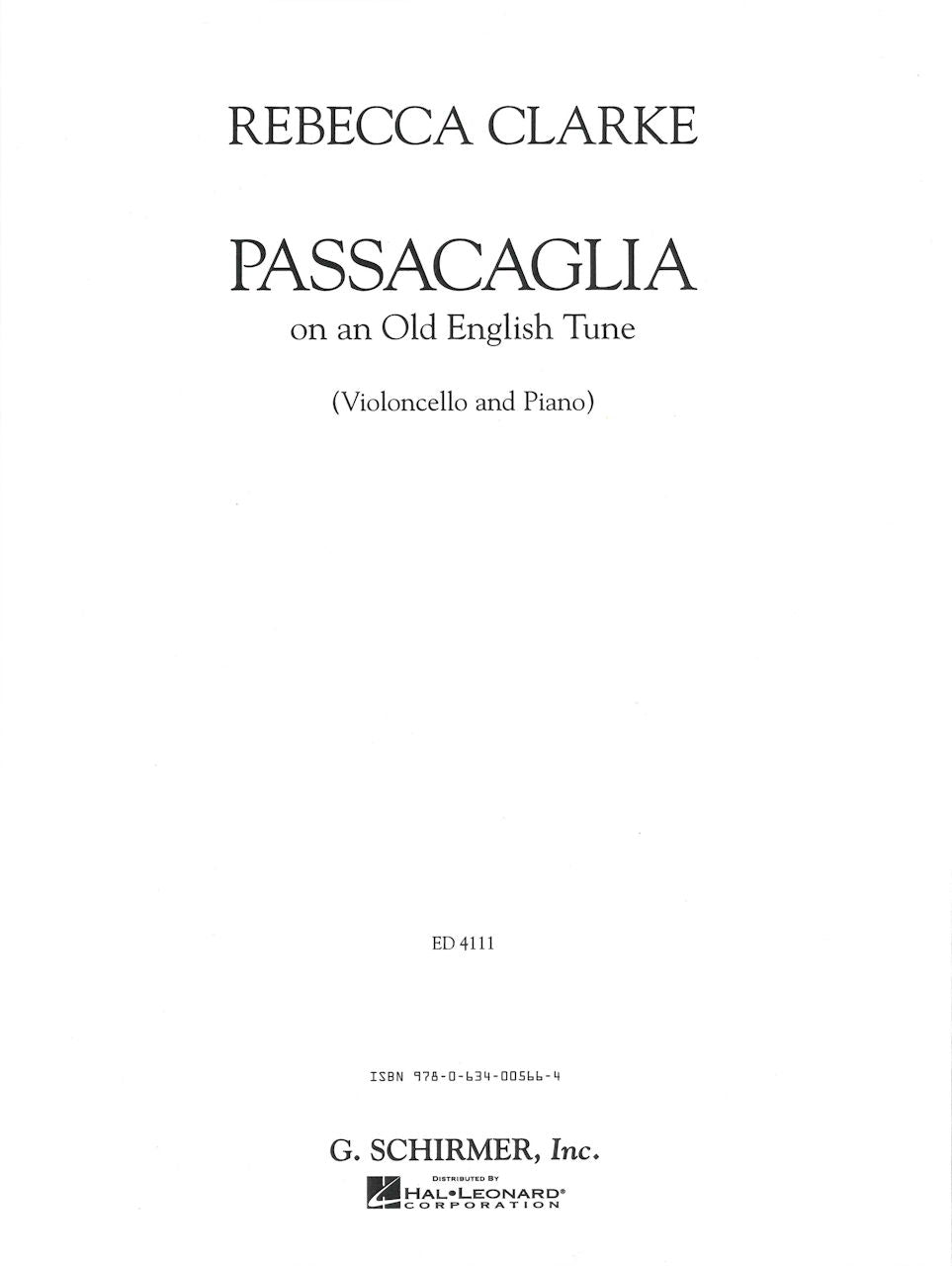 Clarke,R., Passacaglia (Vc,Pf) (G.Schirmer)
