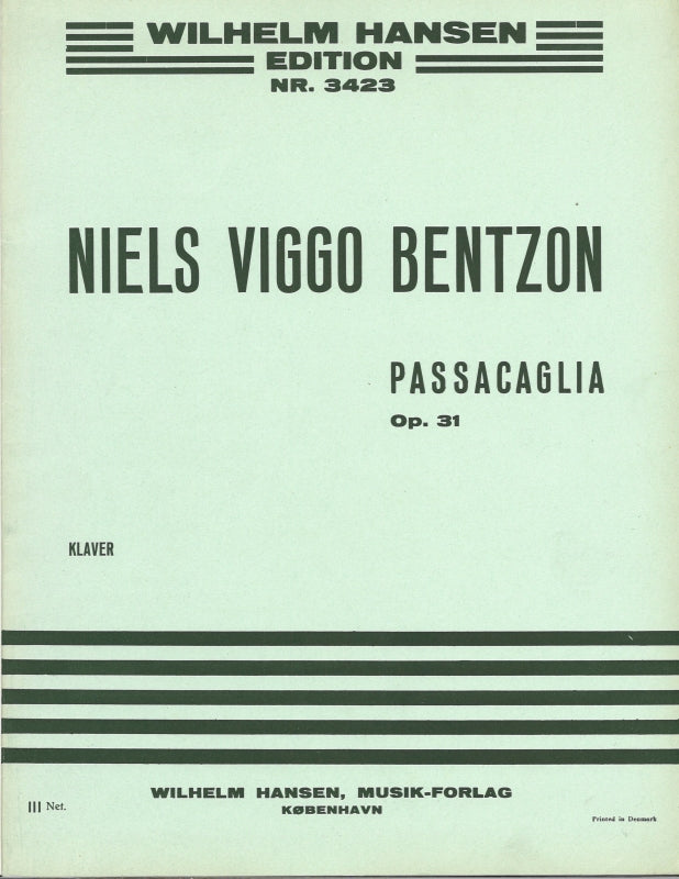 Bentzon, Passacaglia op. 31 (W.Hansen)
