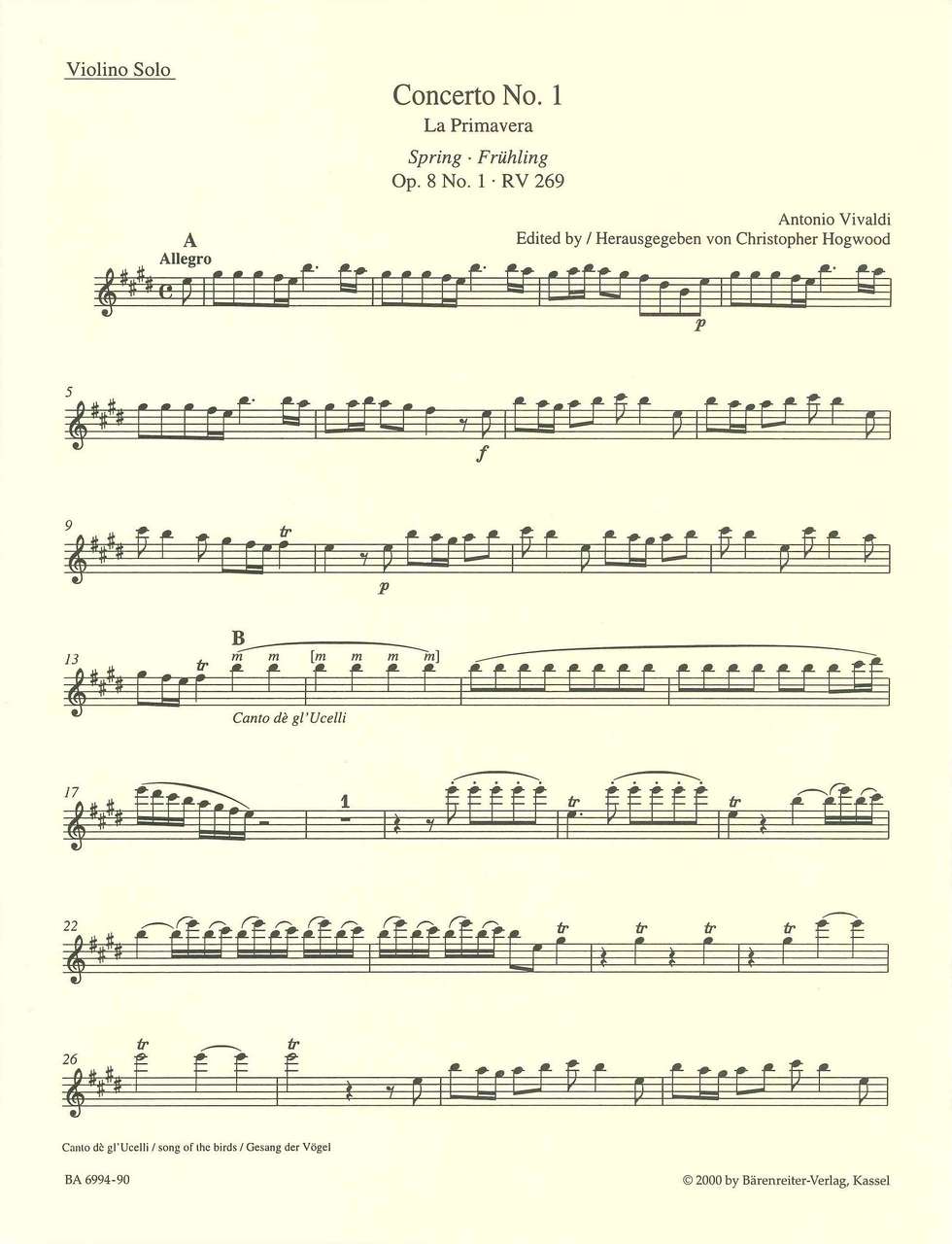 Vivaldi, Quattro stagioni op. 8/1-4 (Hog (Barenreiter)