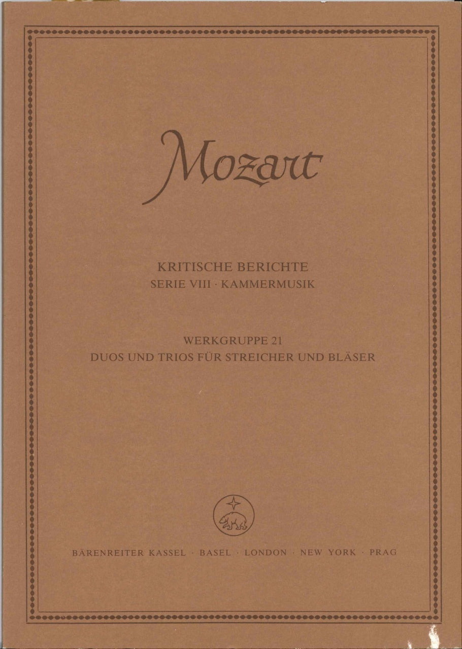 Neue Mozart-Ausgabe 8/21 Kritisc.Bericht (Barenreiter)