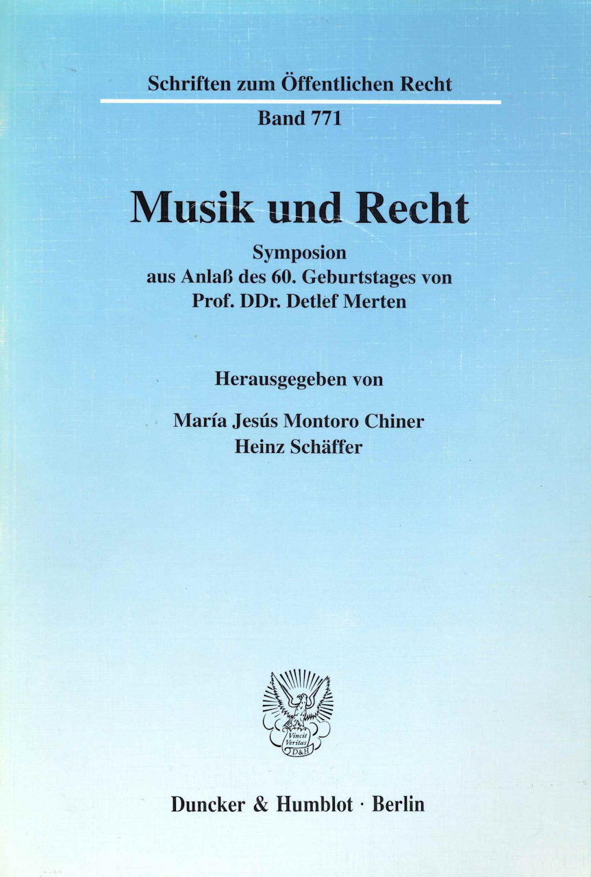 Montoro Chiner, Musik und Recht (Dunker & Humblot)