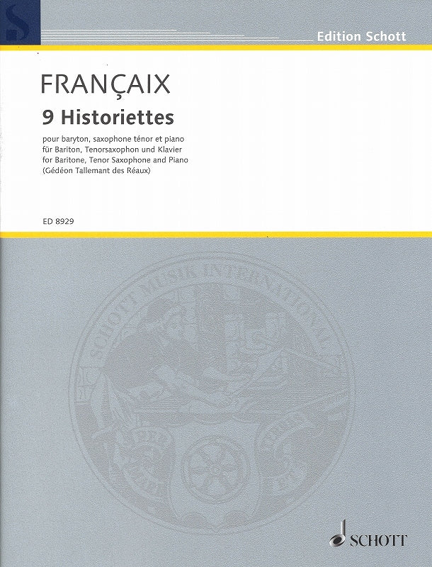 Francaix, 9 Historiettes (Bar,TSax,Pf) (Schott)