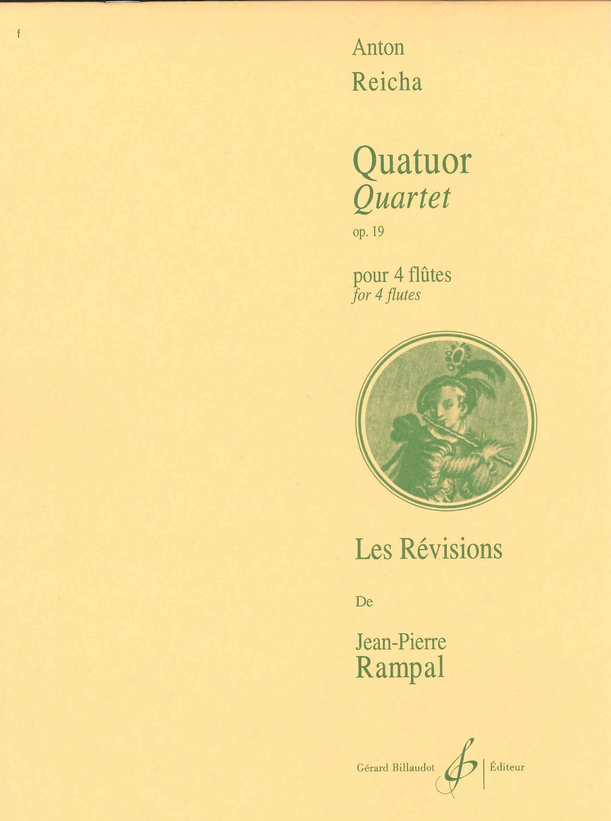 Reicha, Quatuor op. 19 (Parts: 4Fl) (Billaudot)