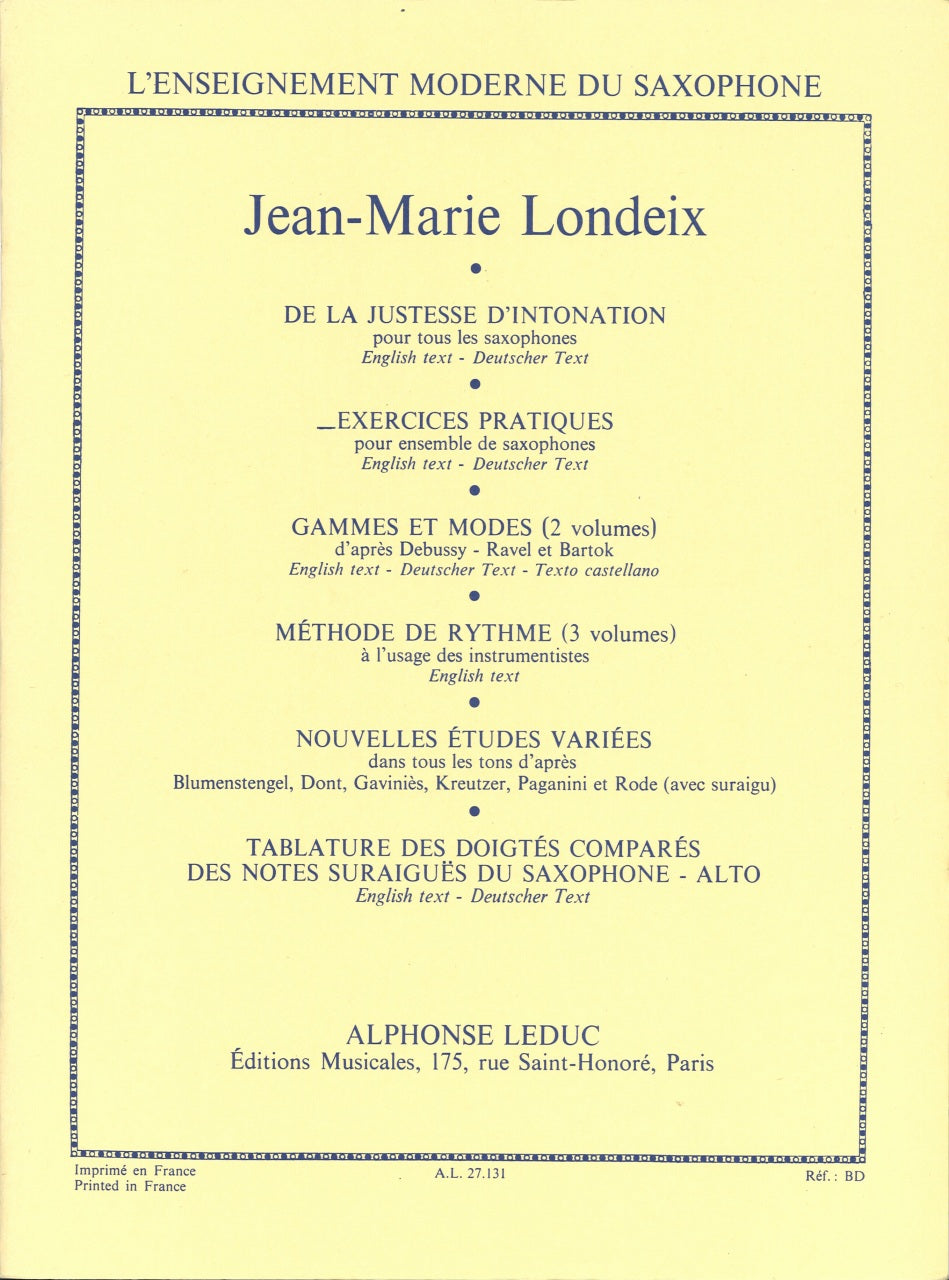 Londeix, Exercices pratiques (Leduc)